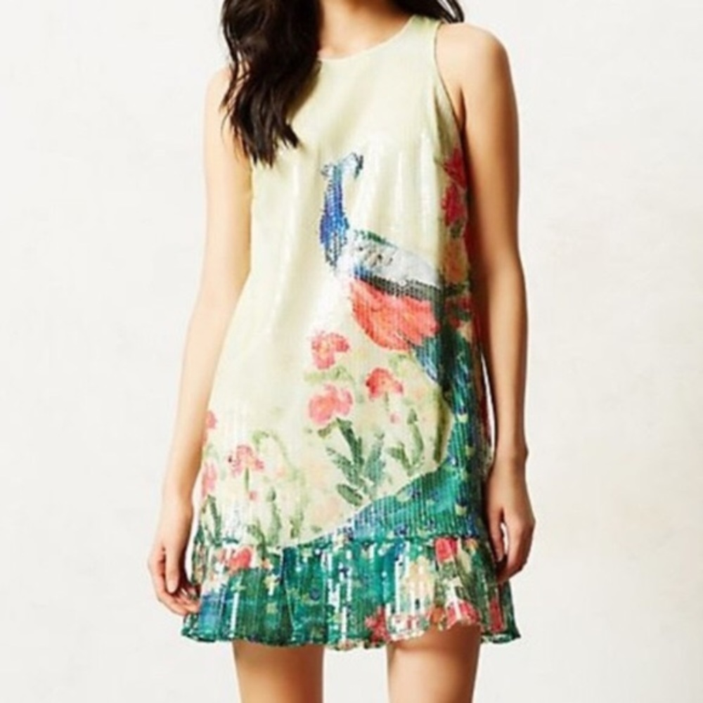 SOLD Anthropologie sequin peacock dress